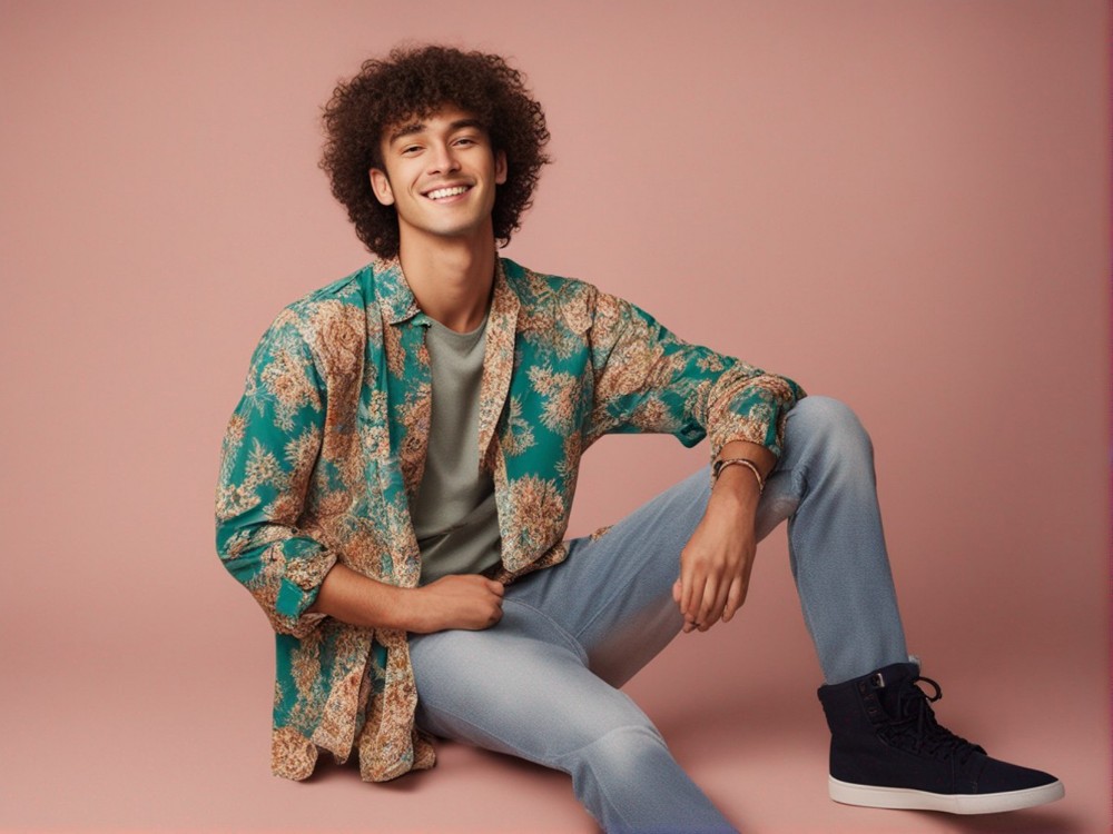 Man Have Nice Hairstyle Wearing Trendy High Quality Printed Shirt